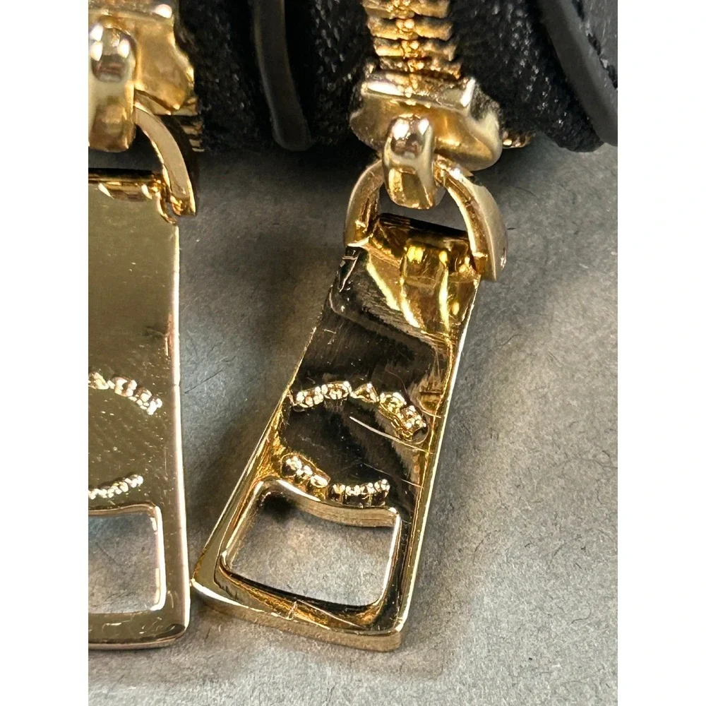 Coach Double Zip Wristlet Black Pebble Leather Gold Hardware Handbag Bag